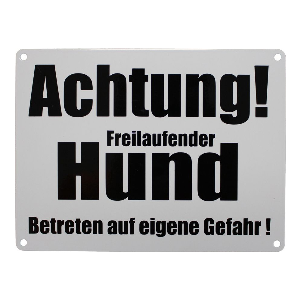 Achtung freilaufender Hund Weiß