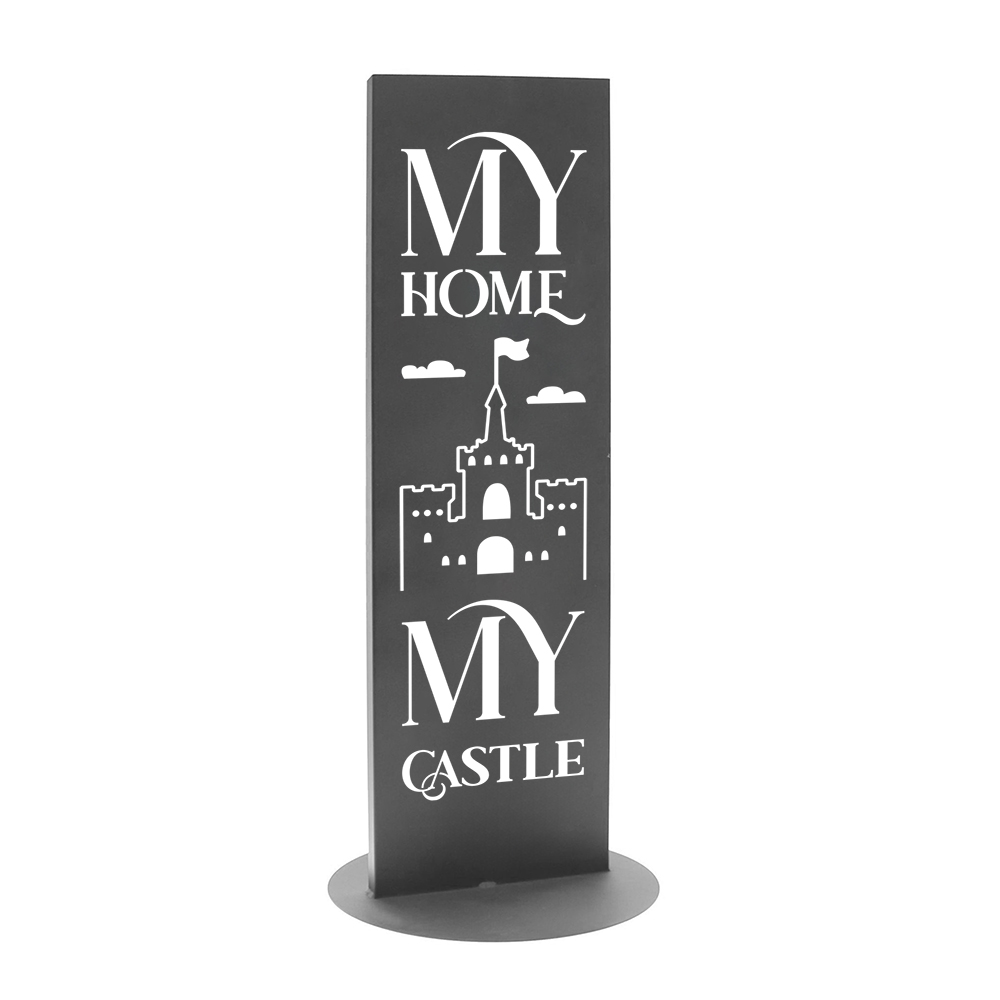 Gartenschild Dekosäule "My Home My Castle" Anthrazit DB703