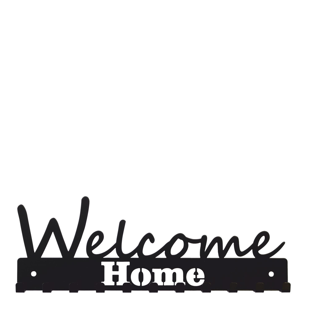 Schlüsselbrett "Welcome Home" - schwarz mit 11 Schlüsselhaken 