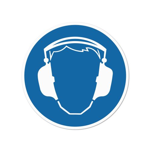 Artikelbild des Artikels “Hinweisschild rund, Ohrenschutz tragen Aufkleber | Ø 20 cm“