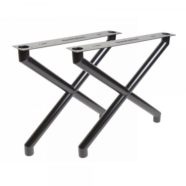 Tischgestell X 60er Rundrohr Schwarz matt 