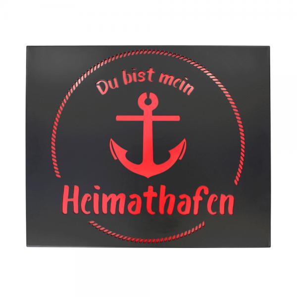 Metall-Wandbild "Heimathafen" schwarz/rot 
