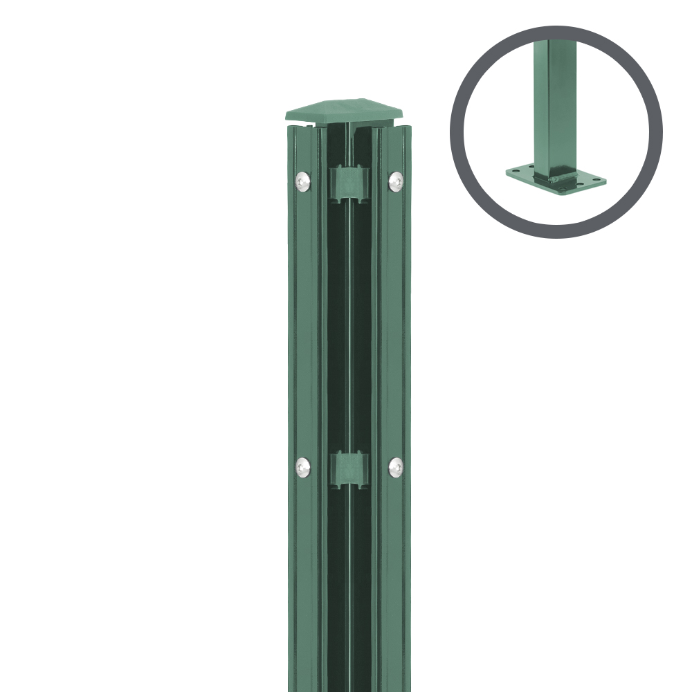 Artikelbild 1 des Artikels “Zaunpfosten P2 mit Profilleiste moosgrün RAL 6005 | 1830 | Zum Aufdübeln | Eckpfosten Rechts“