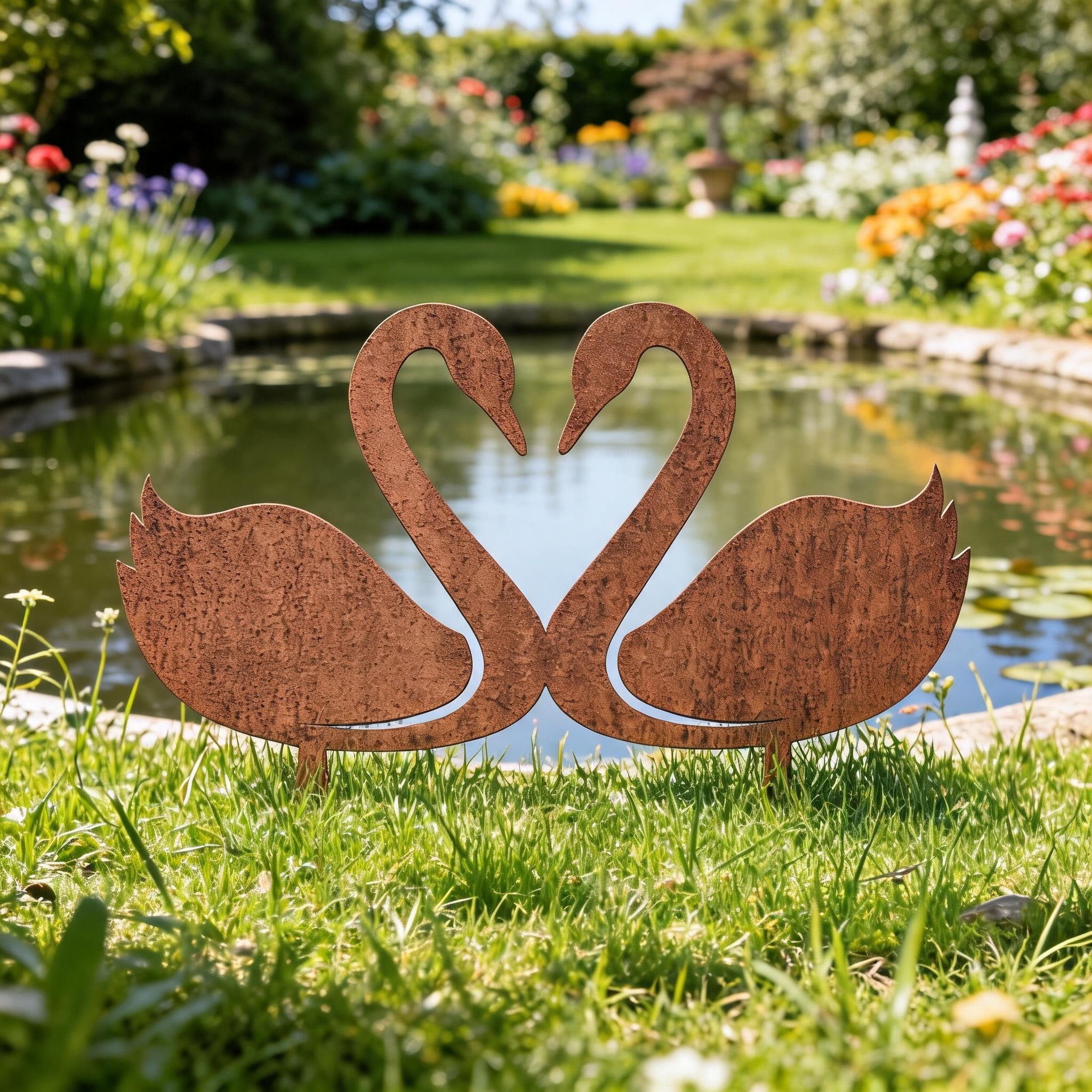 Artikelbild 2 des Artikels “Gartenstecker Schwan Paar Herzklang “